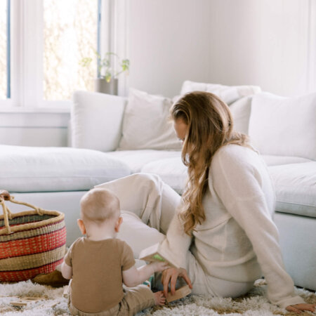 mom playing with toddler